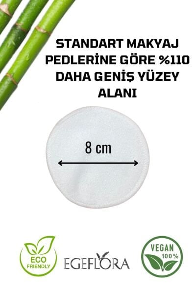 5 Adet Vegan Bambu Makyaj Temizleme Pedi – Geniş Disk Ped | 8 cm | Doğal, Yıkanabilir, Ekolojik