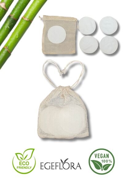 5 Adet Vegan Bambu Makyaj Temizleme Pedi – Geniş Disk Ped | 8 cm | Doğal, Yıkanabilir, Ekolojik